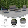 Flash Furniture 4 Piece Gray Patio Set with Navy Cushions JJ-S312-GYNV-GG